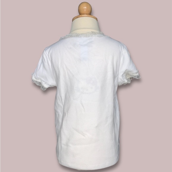 GIRLS HELLO KITTY LACE TRIM GRAPHIC TEE KIDS - Picture 7 of 8